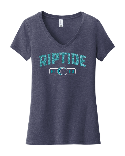 Women's Glitter V Neck T Shirt